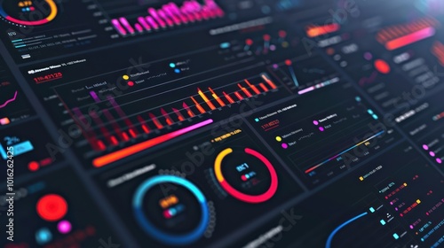 Closeup of a Computer Screen Displaying Data Charts and Graphs