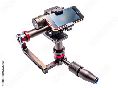 Aerial View of Steadicam Stabilizer for Mobile Phone on Clean White Background