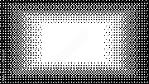 Pixelated bitmap gradient texture. Black and white dither pattern background.Empty room bitmap,pixel perspective room.