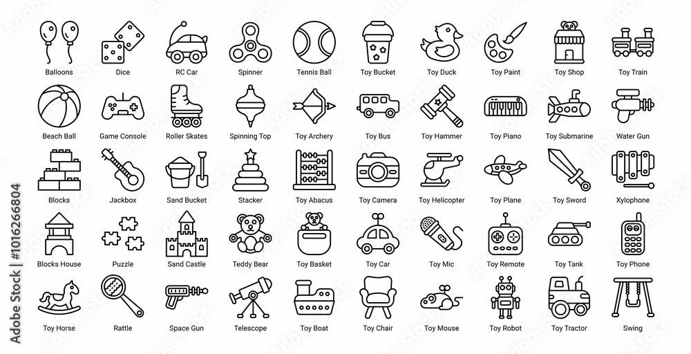Line Icons Online Toys Icon Set in Outline Style 50 Vector Icons in Black Line Icons Online Toys Icon Set in Outline Style 50 Vector Icons in Black