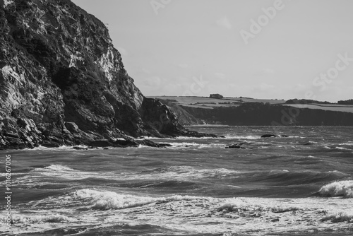 waves crashing on rocks