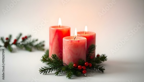 Christmas candles with copy space and room for your product