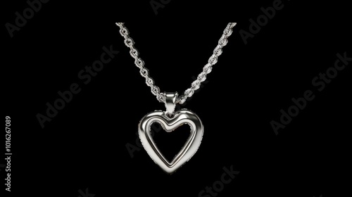 Silver heart pendant necklace displayed on dark background