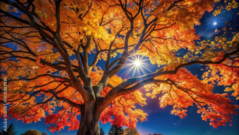 Autumn Tree Branches and Leaves Against a Clear Blue Sky - Capturing Nature's Beauty Autumn Tree Branches and Leaves Against a Clear Blue Sky - Capturing Nature's Beauty