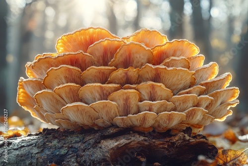 A turkey tail mushrooms growing in the wild. Generative AI photo