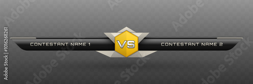 Game Versus Lower Third in Metallic Black, Silver and Mustard Yellow Color Theme for Esports, Gaming, and Sports Broadcasts