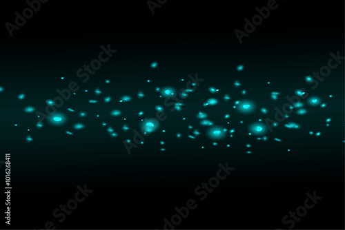 swarm of blue fireflies on a black background vector