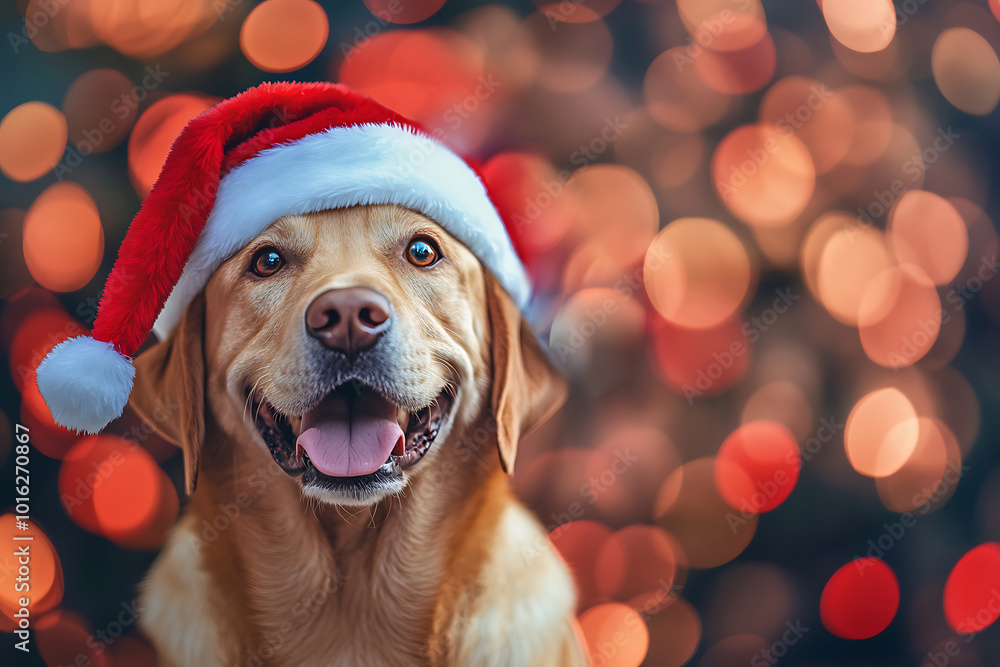 happy animal in santa hat celebrating christmas holiday happy animal in santa hat celebrating christmas holiday