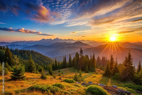 Majestic sunset over mountain wilderness