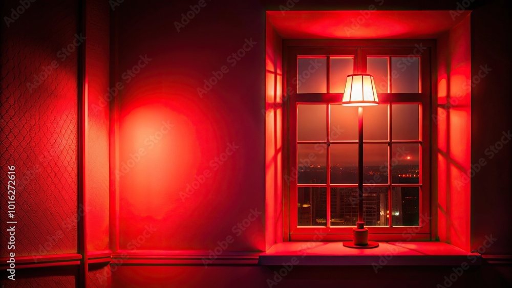 mysterious red window shining at night mysterious red window shining at night