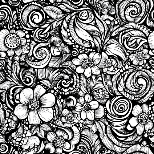 carpet or tile pattern 2D illustrator doodle wallpaper