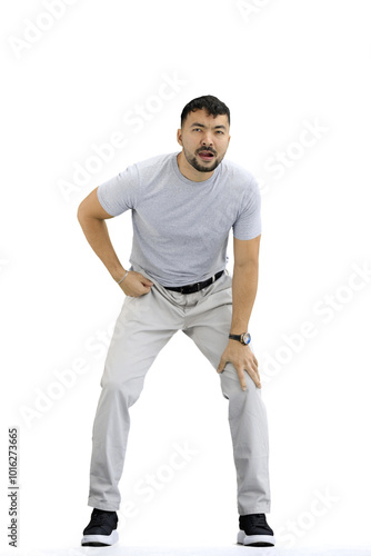 A man, on a white background, in full height photo