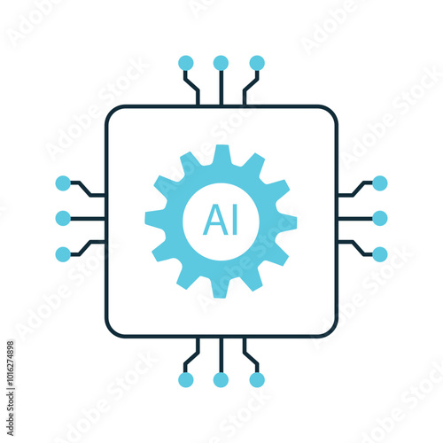 AI Process Automation with Gear Systems Vector Icon Design, robotic automation, gear mechanism, AI technology