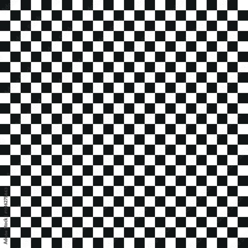 Fototapeta premium Black and white checkered pattern, checkerboard seamless pattern. Checkered wallpaper. Vector illustration.