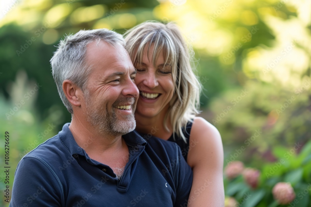 Portrait of a happy senior couple in the garden on a sunny day Portrait of a happy senior couple in the garden on a sunny day