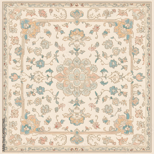 Hand-drawn 2D Doodle Tile and Carpet Patterns with White Borders – Geometric, Floral, and Abstract Designs