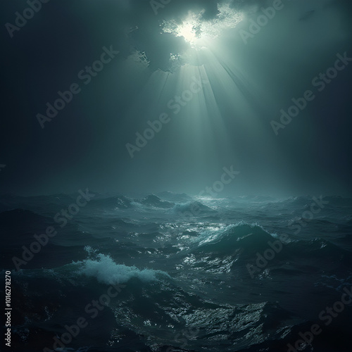 moon rays and clouds on the sea