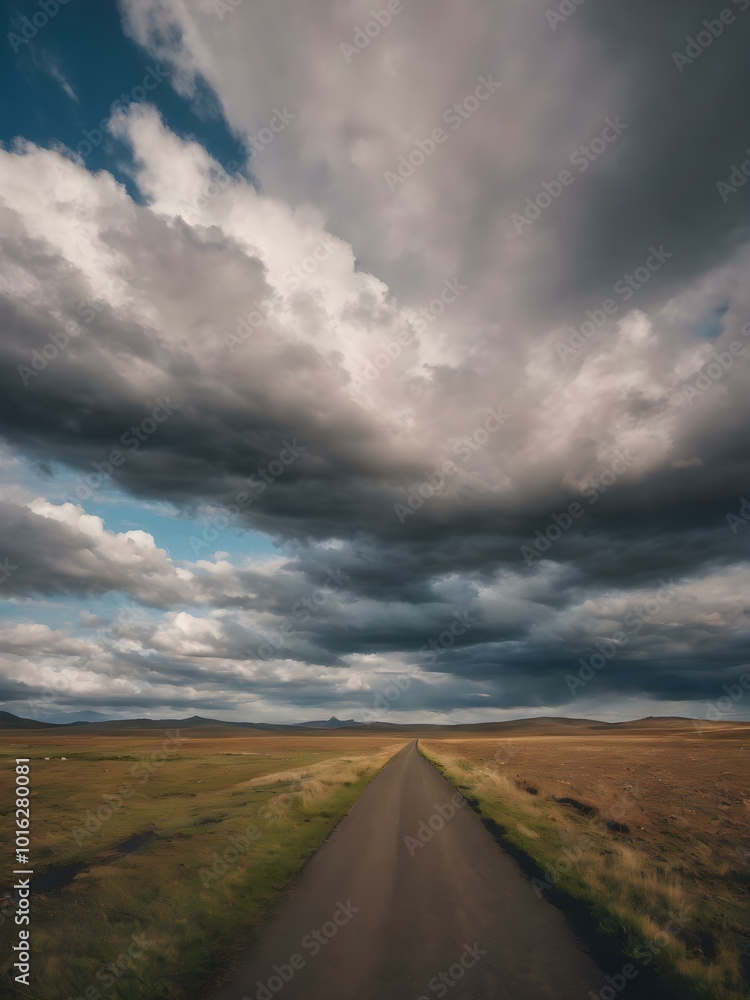 A dynamic sky filled with fast-moving clouds, creating a sense of motion as the wind whips across the landscape
A dynamic sky filled with fast-moving clouds, creating a sense of motion as the wind whips across the landscape