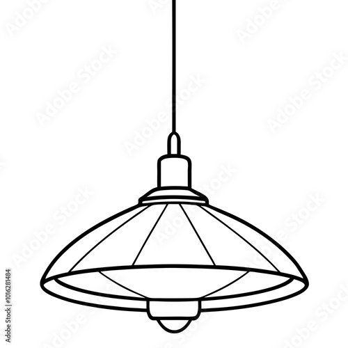 Light fixture hanging from ceiling line art vector