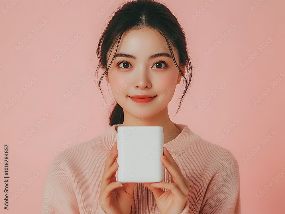 Woman Holding White Container - Illustration Woman Holding White Container - Illustration