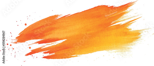 Orange paint artistic dry brush stroke. Watercolor acrylic hand painted backdrop for print, web design and banners. Realistic vector background texture