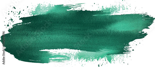 Green paint artistic dry brush stroke. Watercolor acrylic hand painted backdrop for print, web design and banners. Realistic vector background texture