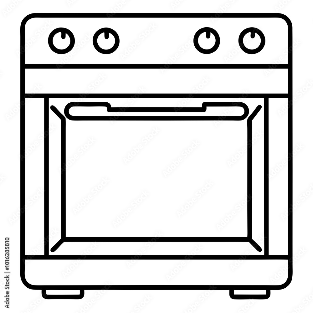 Electric oven with controls line art vector Electric oven with controls line art vector