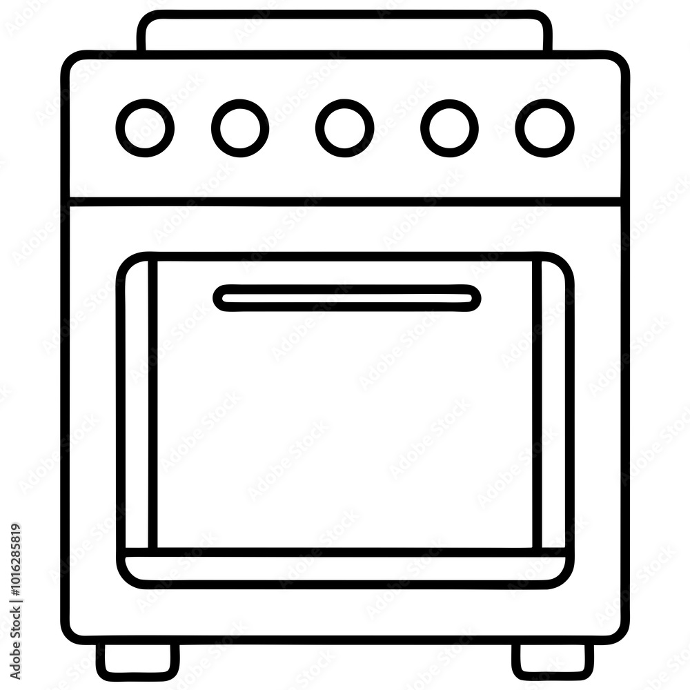 Electric oven with controls line art vector Electric oven with controls line art vector