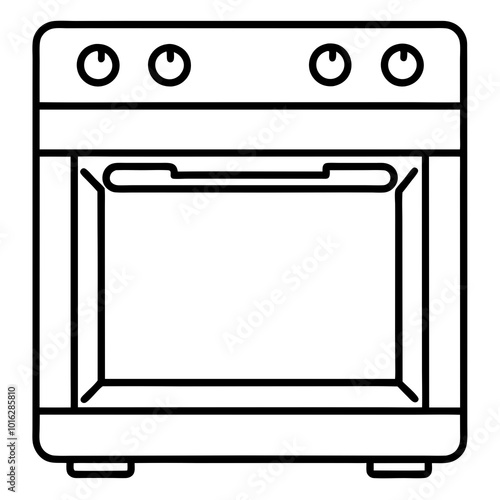 Electric oven with controls line art vector