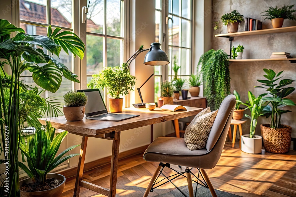 Cozy Workspace with Notebook and Green Plant - Architecture and Design Inspiration for Productivity Cozy Workspace with Notebook and Green Plant - Architecture and Design Inspiration for Productivity