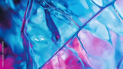Abstract Ice Texture: Blue and Pink Hues