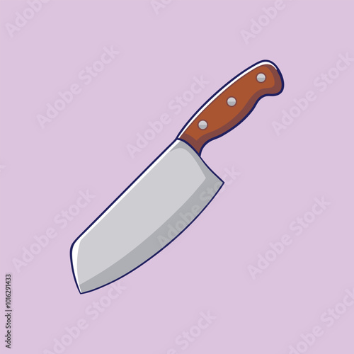 Cartoon Illustration of a Sharp Kitchen Knife