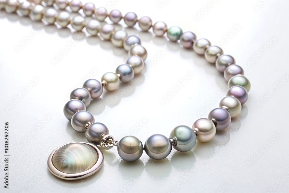 Necklace in gray pearls and detachable mother of pearl pendant Aerial Necklace in gray pearls and detachable mother of pearl pendant Aerial