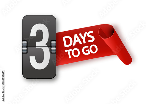 3 days to go icon set. Countdown of days remaining. Offer timer sticker limited to a few days. Vector