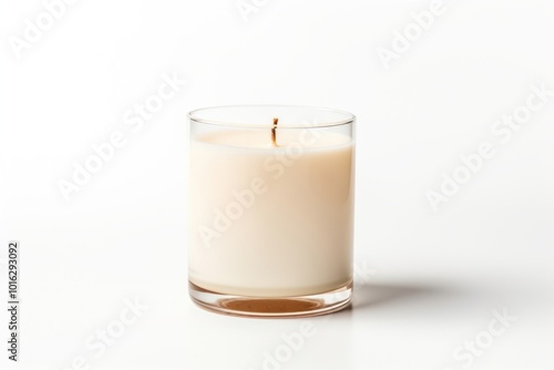 Candle drink milk white background.