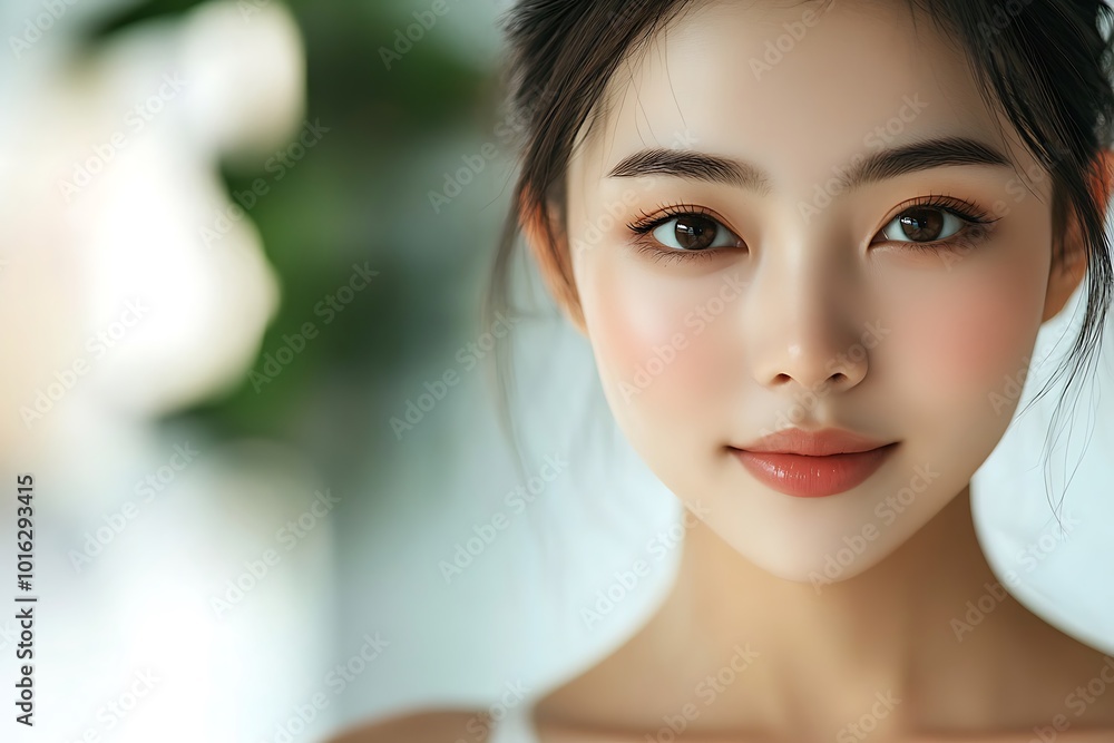 Closeup Portrait of a Woman with Brown Eyes and Soft Makeup - Realistic Illustration Closeup Portrait of a Woman with Brown Eyes and Soft Makeup - Realistic Illustration