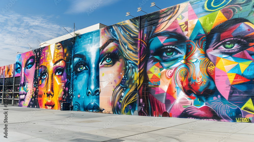 Fototapeta premium An exhibition of unique and creative wall murals, showcasing the work of local