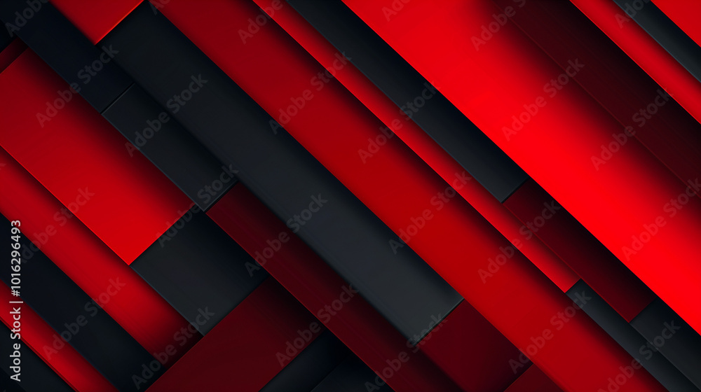 Fototapeta premium Bold red and black geometric abstract design with diagonal stripes for a modern and intense aesthetic.