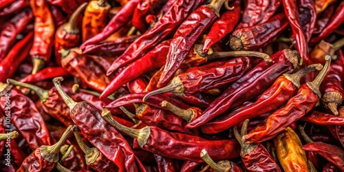 Dried Red Chile Pepper Background for Culinary and Spicy Food Themes