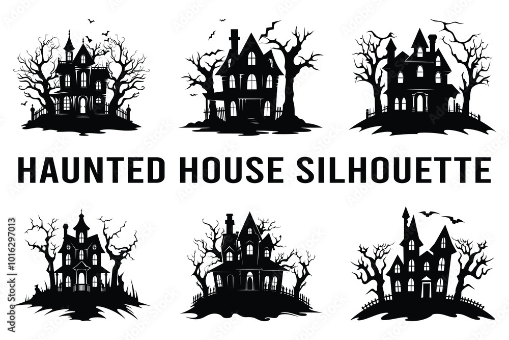 PrintHaunted house silhouette vector. PrintHaunted house silhouette vector.
