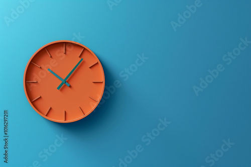 Wallpaper Mural Minimalist orange clock on a blue background, symbolizing time and simplicity, with a contemporary design. Torontodigital.ca
