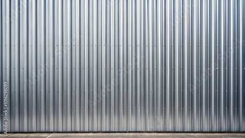 Obraz na płótnie Medium shot of a silver corrugated sheet metal aluminum facade texture w salonie