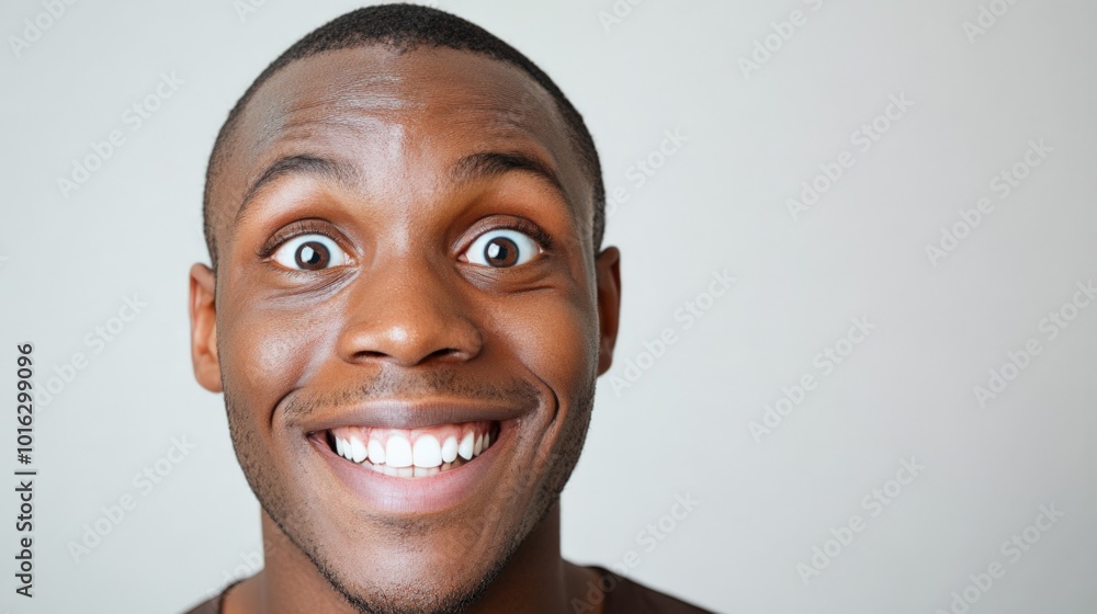 Surprised and Smiling Man Capturing Pure Excitement Surprised and Smiling Man Capturing Pure Excitement