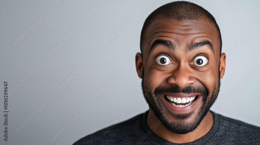 Fototapeta premium Excited Man Smiling with Wide Eyes