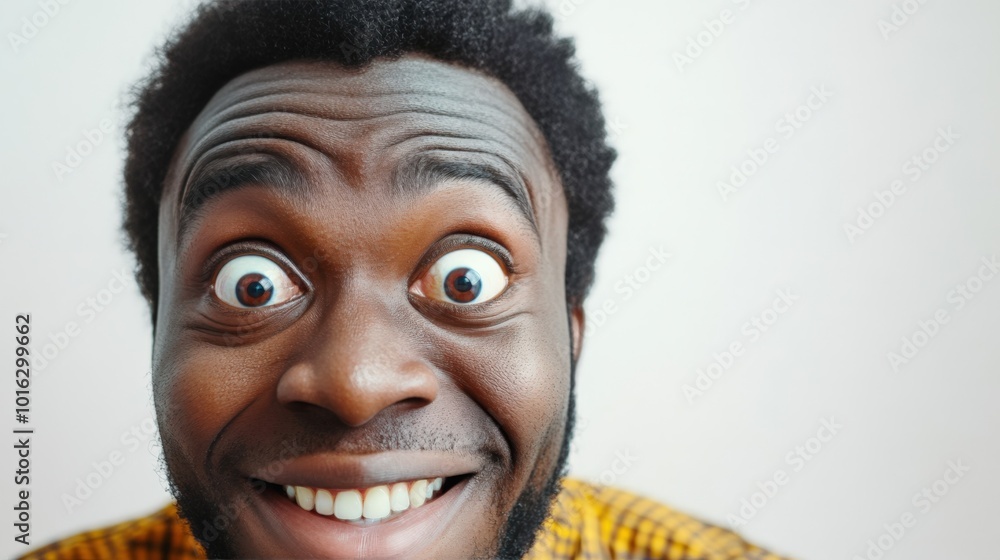 Surprised and Smiling Man Capturing Pure Excitement Surprised and Smiling Man Capturing Pure Excitement