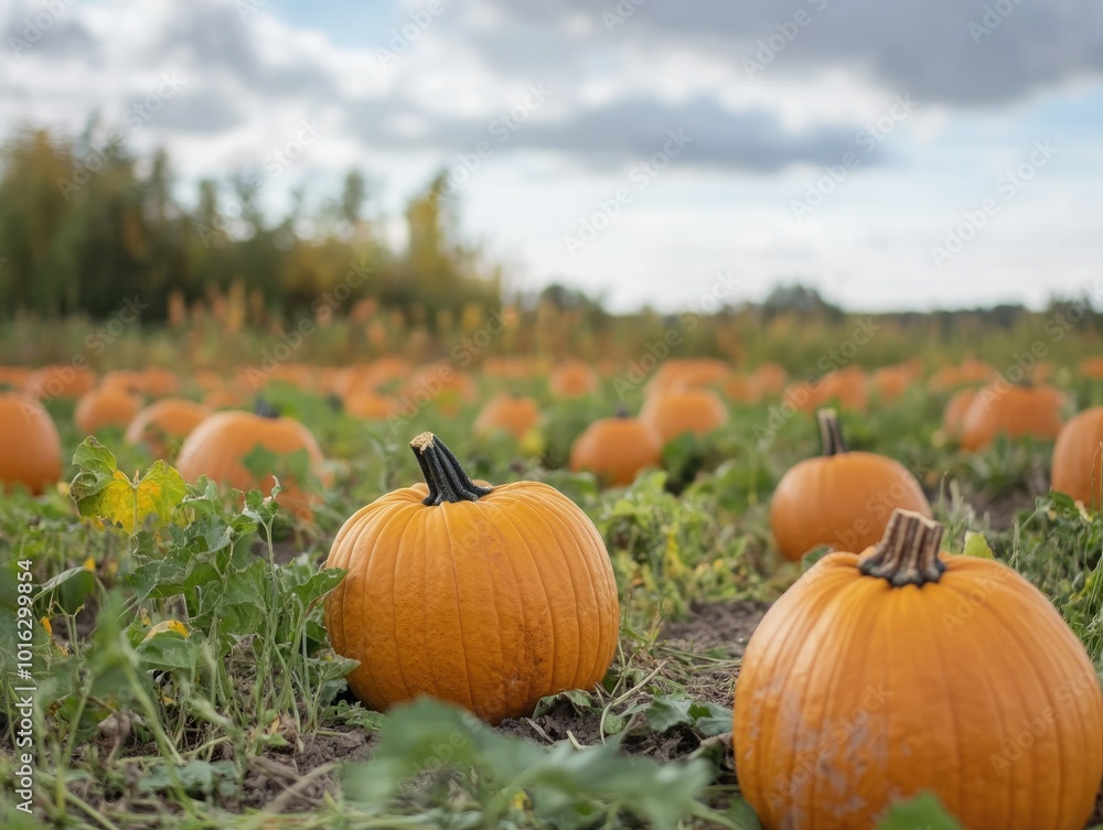 Harvested pumpkins in a field Harvested pumpkins in a field