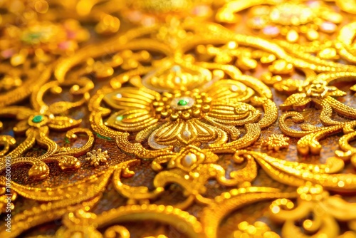 Elegant Gold Seamless Pattern with Tilt-Shift Photography for Luxurious Textiles and Backgrounds