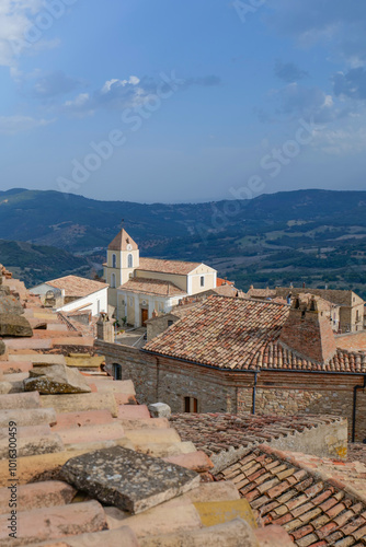 View of the landscape around Guardia Perticara, a small town in Basilicata, Italy. photo