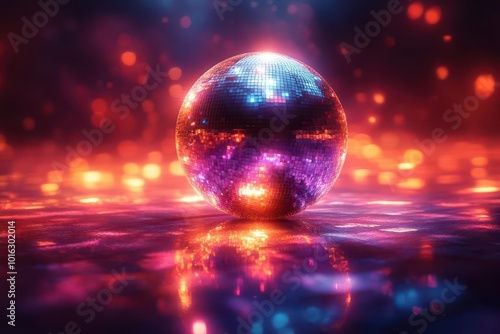 dazzling disco ball mosaic vibrant rainbow reflections dynamic party atmosphere swirling light patterns energetic dance floor vibes