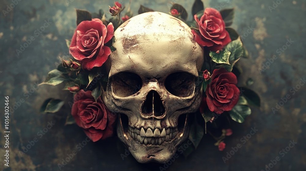 Skull and Roses Tattoo Design 3d animation Skull and Roses Tattoo Design 3d animation